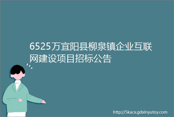 6525万宜阳县柳泉镇企业互联网建设项目招标公告